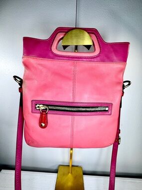 VTG Coach Bonnie Cashin 13388 Pink Red Colorblock Fold Over Crossbody Bag Y2K